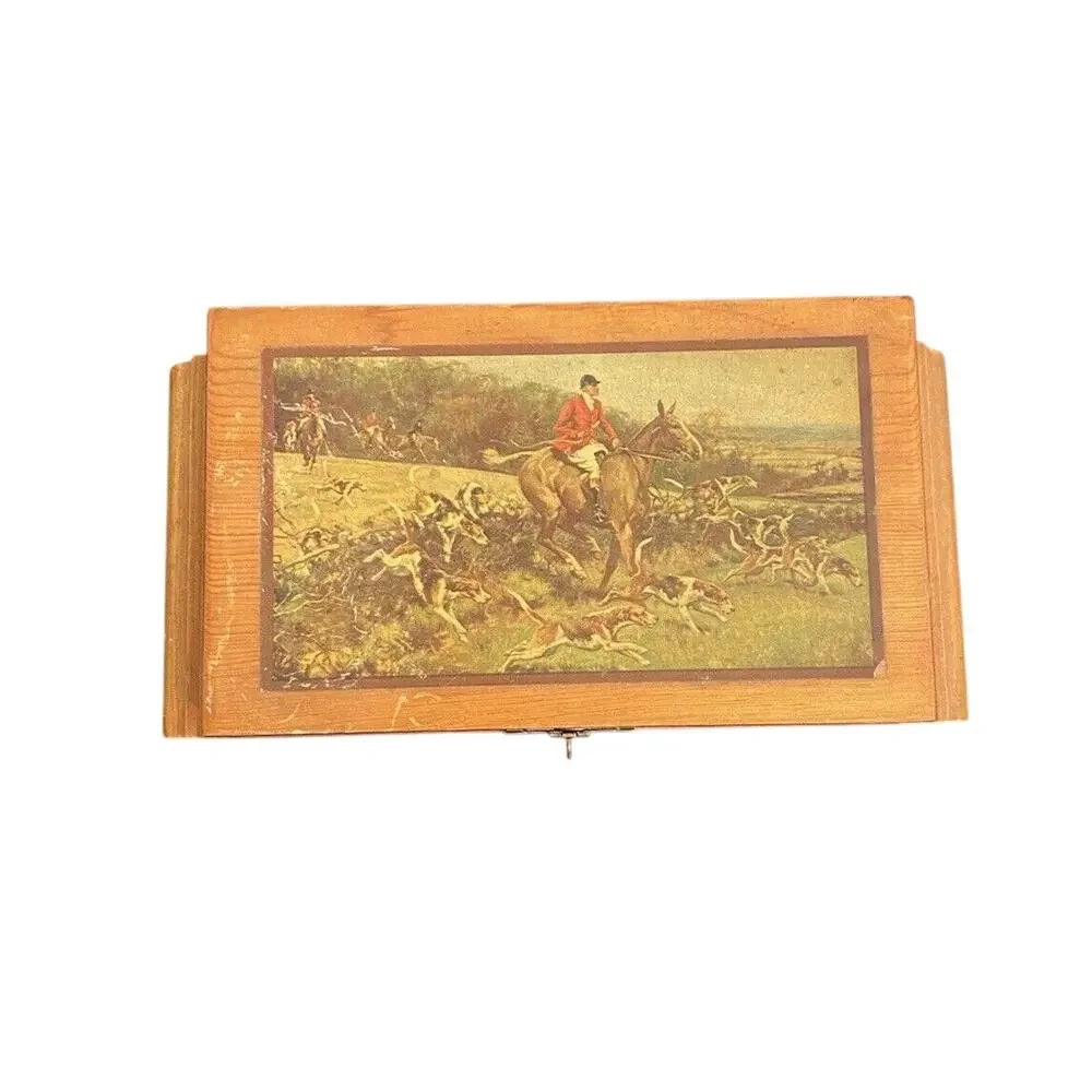 Vintage Art Deco Style Wood Trinket Jewelry Box